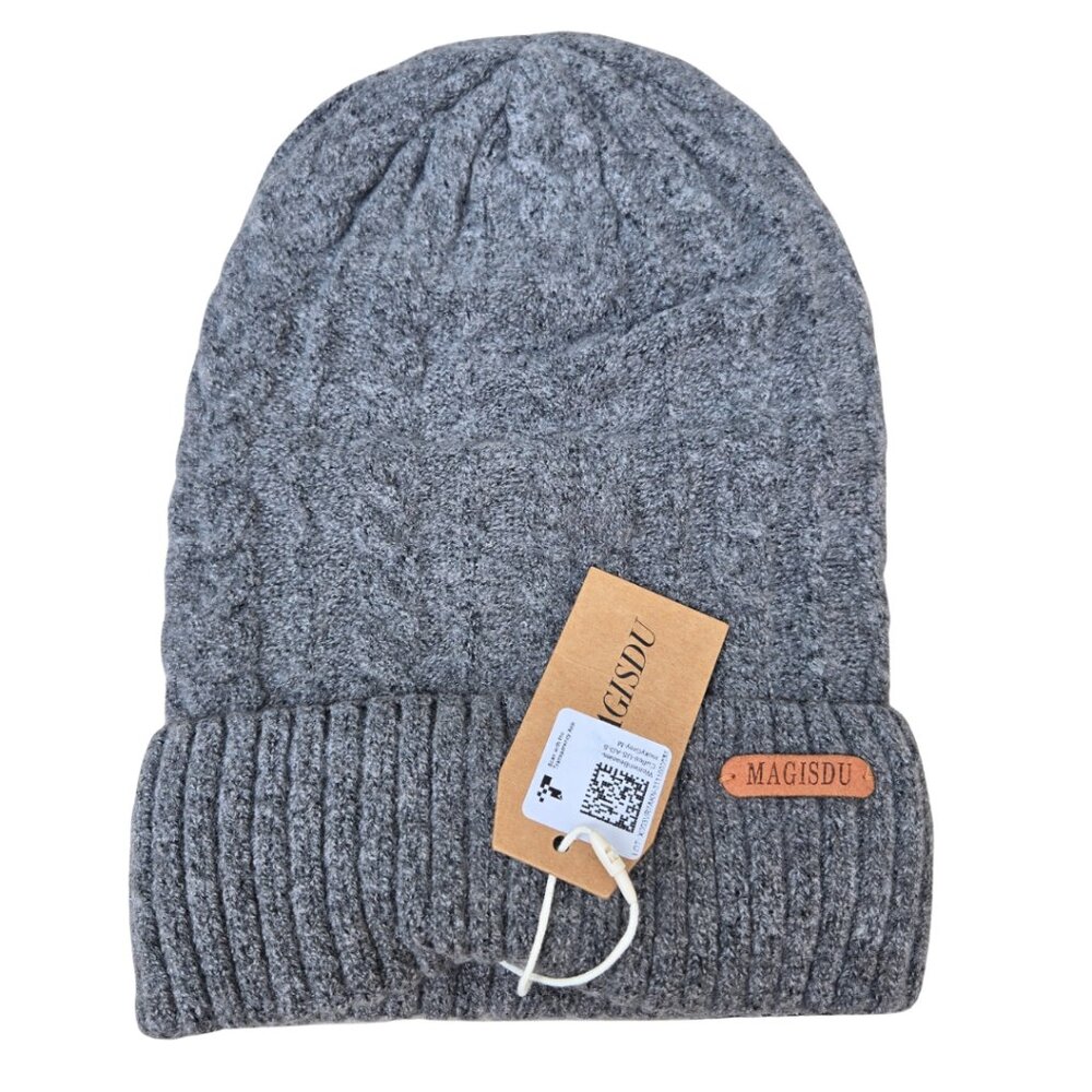 NWT Merino Wool Slouchy Beanie Hat – Gray, Warm & Stylish Winter Knit